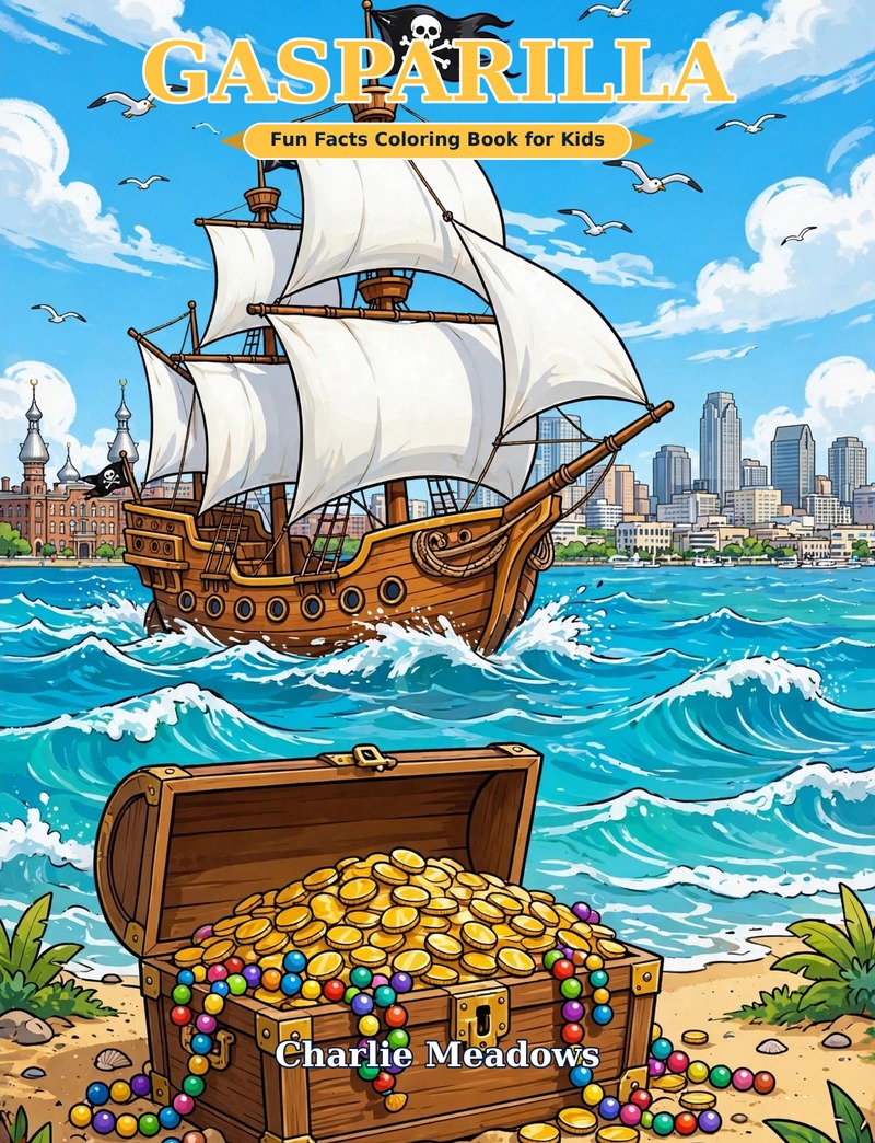 Cover of Gasparilla Fun Facts Coloring Book for Kids by Charlie Meadows