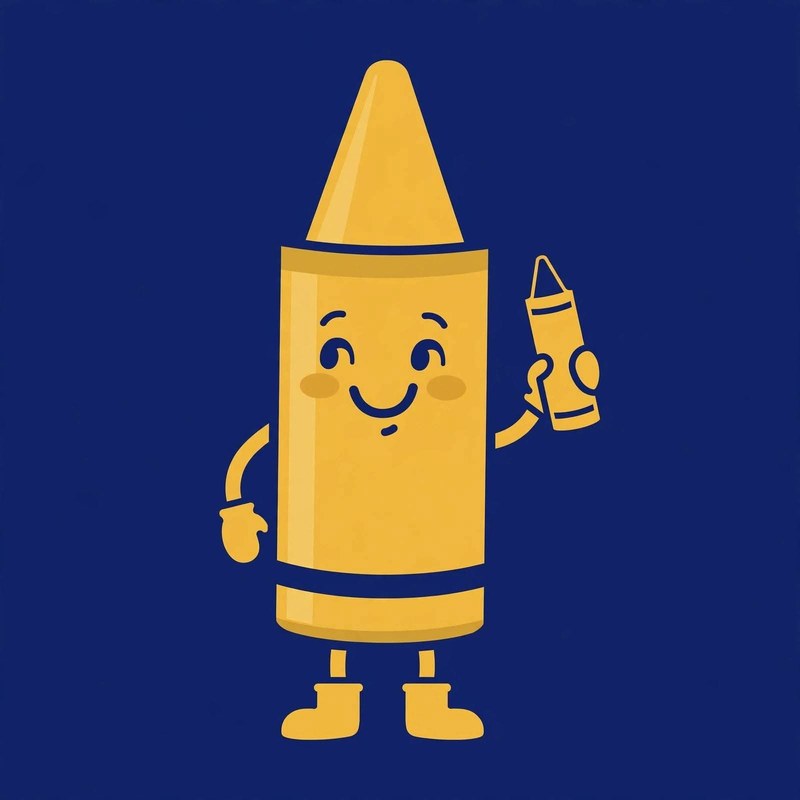 Charlie Meadows mascot — a cheerful gold crayon